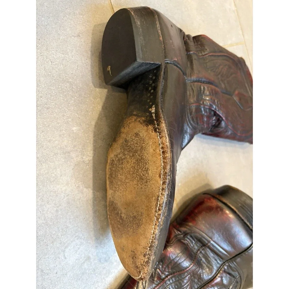 Lucchese Classics Men’s Handmade Black Cherry Western Cowboy Boots Size 9 D